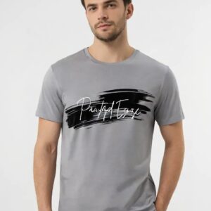 Gray-cotton-t-shirt-with-horizontal-wave-brush-design-on-mannequin