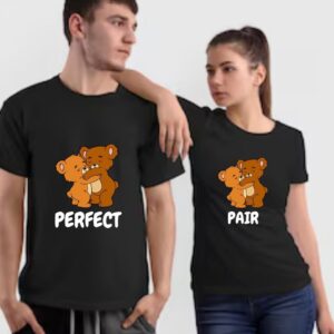 Black Couple T-Shirts – “Two Bears and Perfect / Pair” Matching Summer Set | Teesor